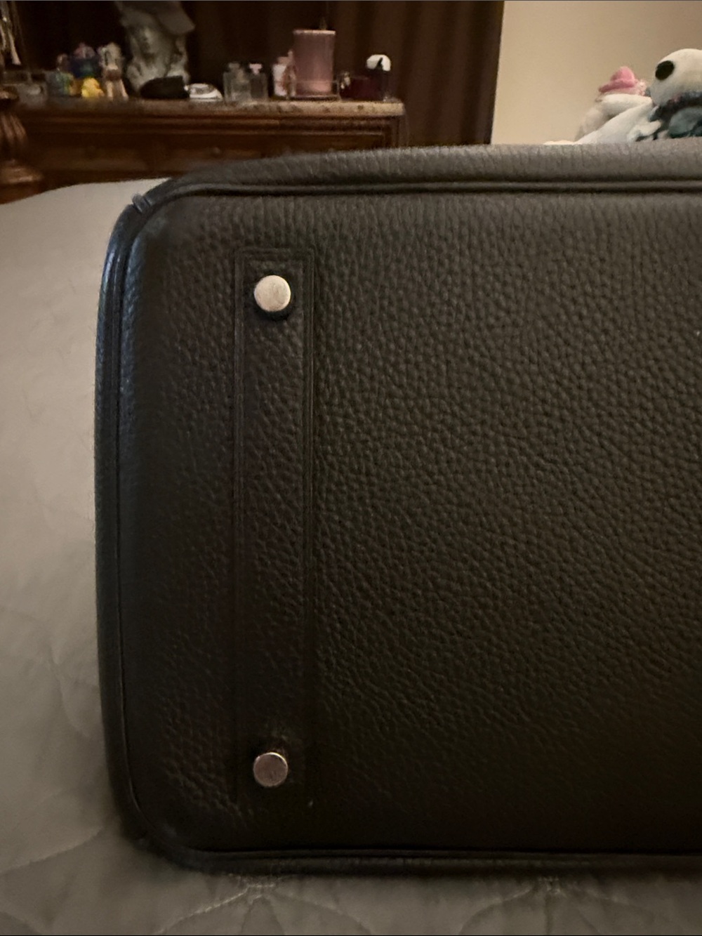 Black Leather woman Tote Bag with Silver Hardware - Picture 5 of 14